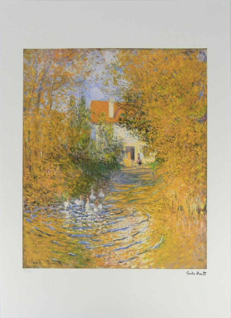 CLAUDE MONET 'THE GEESE' LITHOGRAPH: Claude Monet 'The Geese' lithograph. Signed in the plate lower right. Numbered in pencil 86/250 and holds blindstamp lower left. Sheet measures 27 5/8" x 19 5/8".