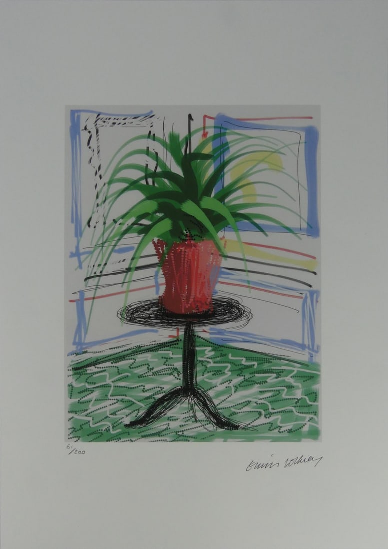 DAVID HOCKNEY 'UNTITLED 468' LITHOGRAPH: David Hockney 'Untitled Ipad Drawing 468' lithograph. Signed in the plate lower right. Numbered in pencil 61/200 and holds blindstamp lower left. Sheet measures 19 5/8" x 13 7/8".