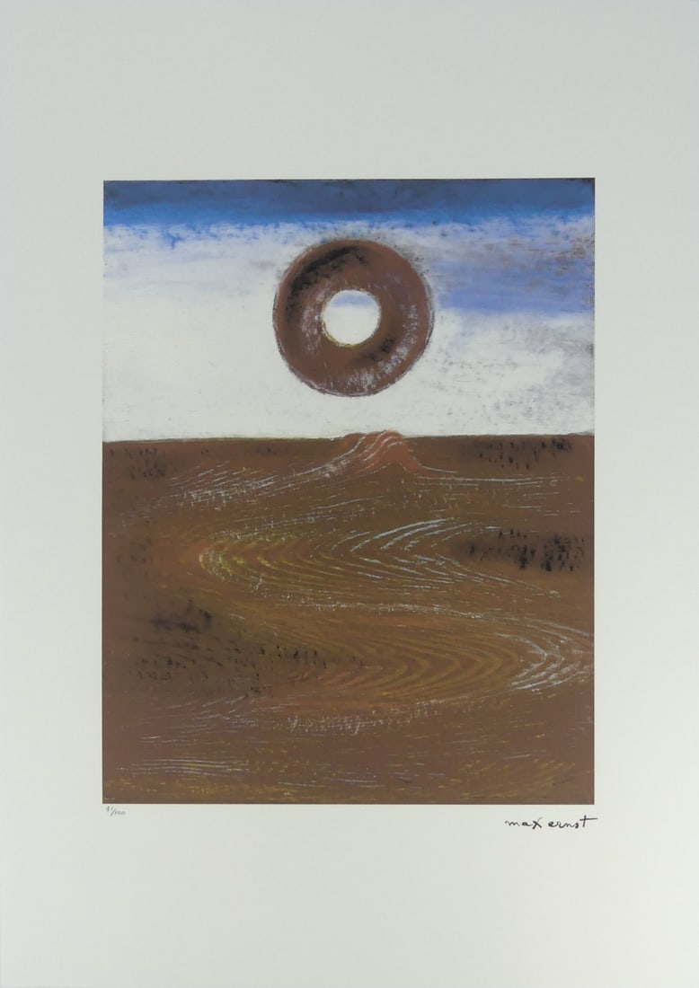 MAX ERNST 'MER ET SOLEIL' LITHOGRAPH: Max Ernst 'Mer er Soleil' lithograph. Signed in the plate lower right. Numbered in pencil 41/100 abd holds blindstamp lower left. Sheet measures 27 5/8" x 19 5/8".