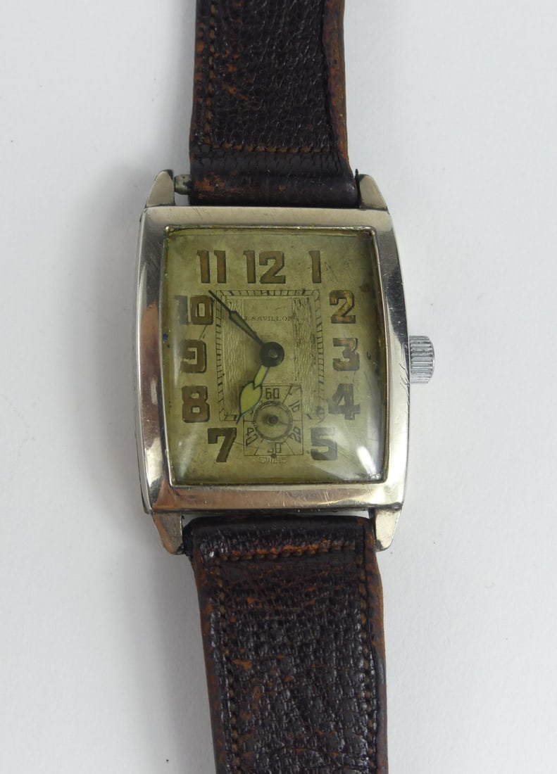 ANTIQUE J. SAVILLON MEN' WRISTWATCH (1 of 9)