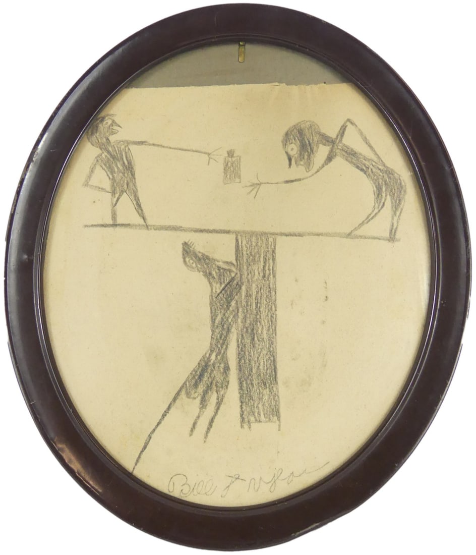 BILL TRAYLOR PENCIL & CONTE CRAYON ON CARDBOARD (1 of 6)