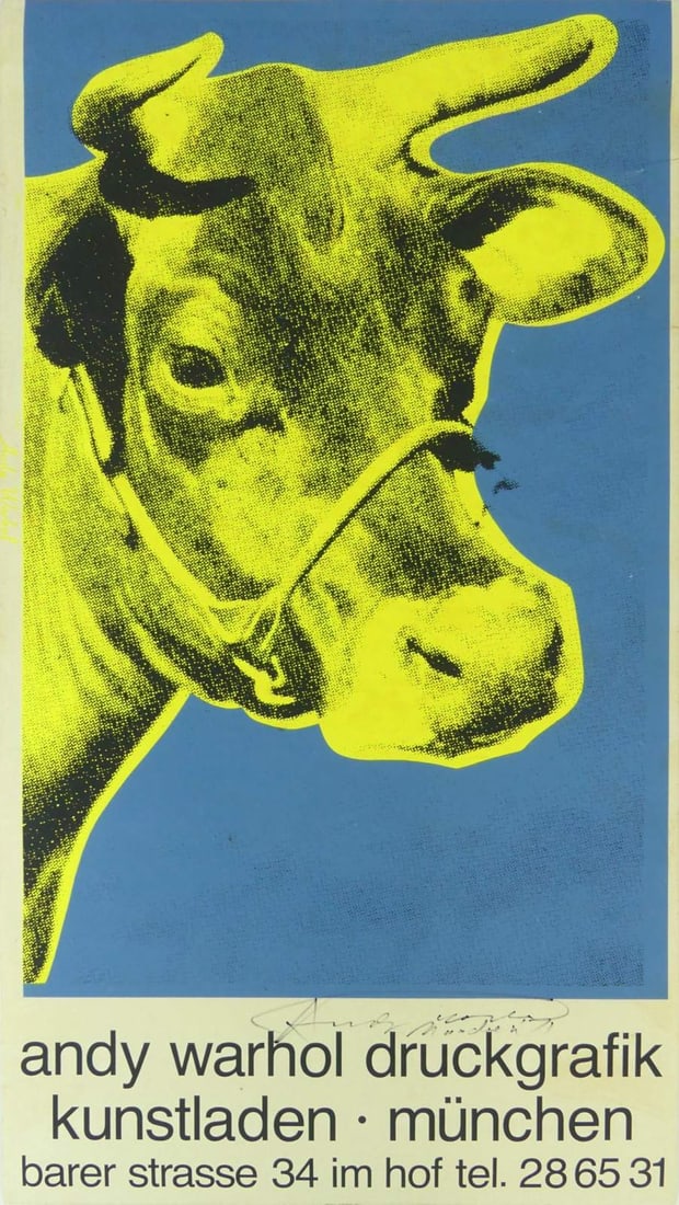 ANDY WARHOL 'KUNSTLADEN MUNCHEN' SIGNED COW POSTER (1 of 9)