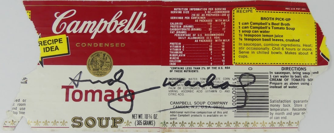 ANDY WARHOL SIGNED CAMPBELL'S SOUP LABEL (1 of 5)