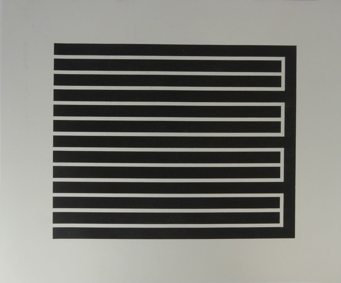 DONALD JUDD 'UNTITLED' FROM SIX AQUATINTS: Donald Judd 'Untitled' print on wove paper from 'Six Aquatints'. Unsigned. Sheet measures 33 1/2" x 28 5/8". Note: discoloration to margin.