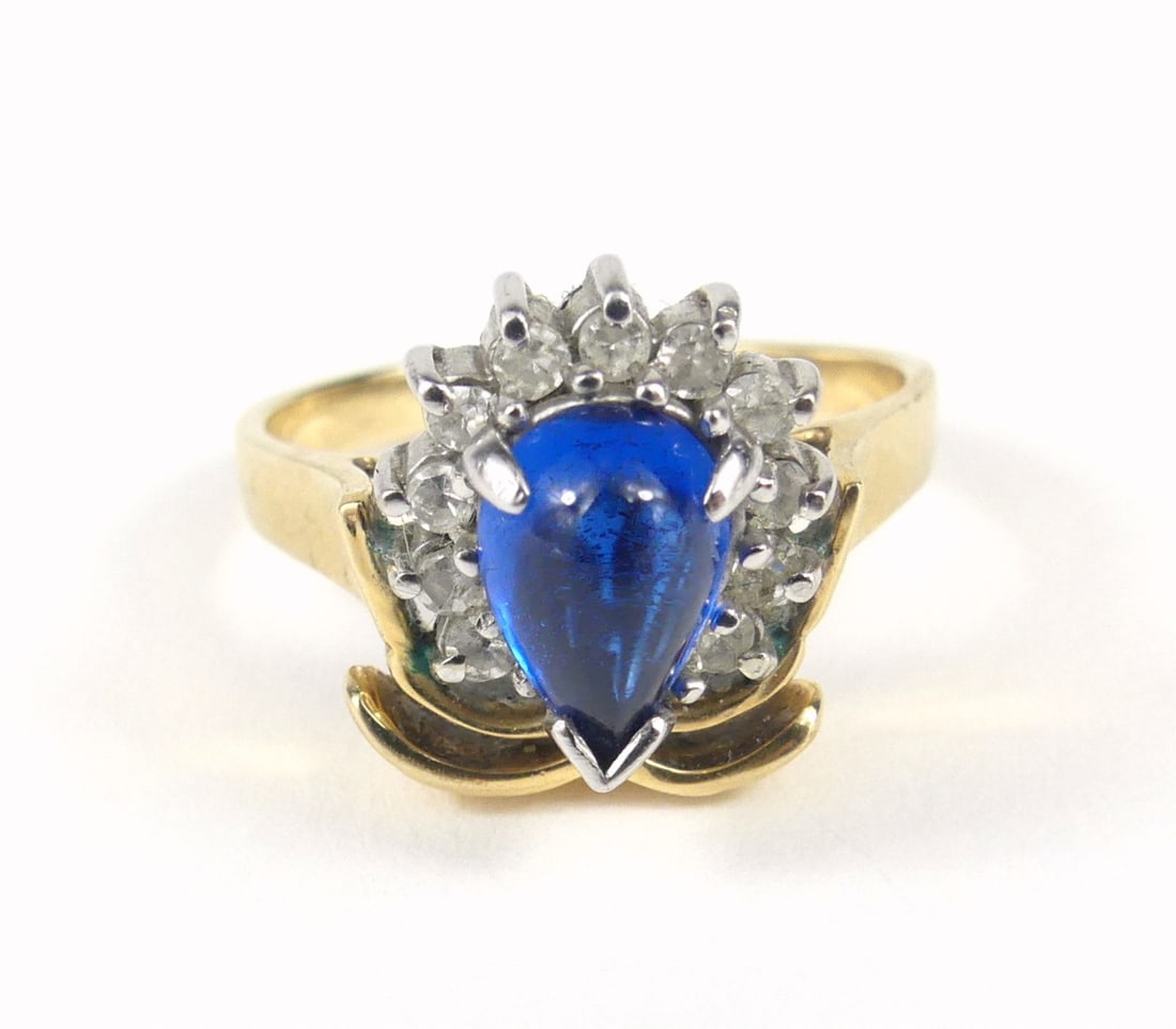 14kt YG DIAMOND & SAPPHIRE LADIES RING (1 of 5)