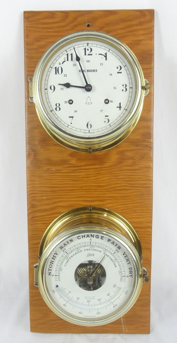SCHATZ ROYAL MARINER SHIPS CLOCK & BAROMETER (1 of 9)