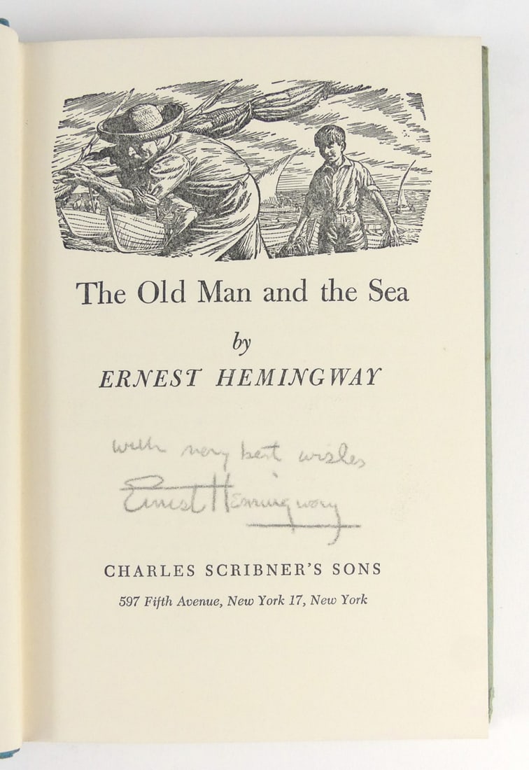 ERNEST HEMINGWAY 'OLD MAN & THE SEA' SIGNED BOOK (1 of 7)