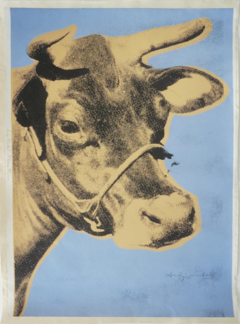 ANDY WARHOL 'COW' BROWN ON BLUE SIGNED LITHOGRAPH (1 of 6)