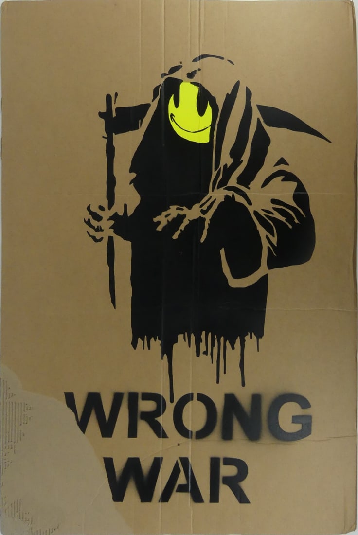 BANKSY 'GRIM REAPER' STENCIL ON CARDBOARD (1 of 6)