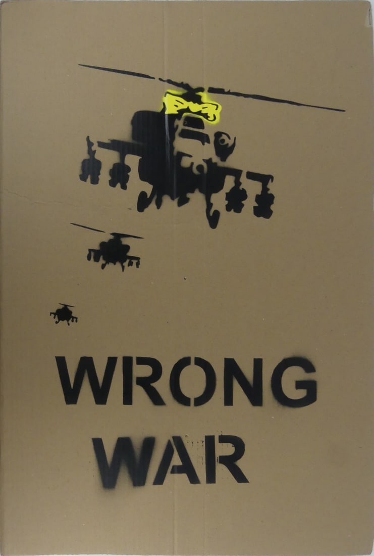 BANKSY 'WRONG WAR' STENCIL ON CARDBOARD (1 of 4)