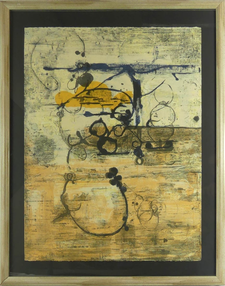 WILLY HEEKS 'RELIC' LITHOGRAPH IN COLORS: Willy Heeks 'Relic' lithograph in colors. Pencil signed, numbered 49/200 and dated 1991 lower left. Sheet measures 26" x 19 3/4". Frame measures 31 3/4" x 25 1/4" x 1".