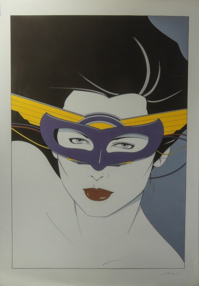 PATRICK NAGEL 'WOMAN IN PURPLE MASK' SIGNED (1 of 6)