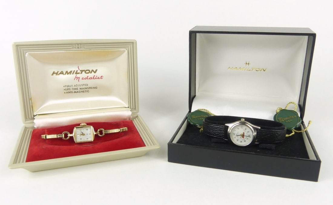 2pc HAMILTON LADIES QUARTZ WRISTWATCHES w BOXES (1 of 11)