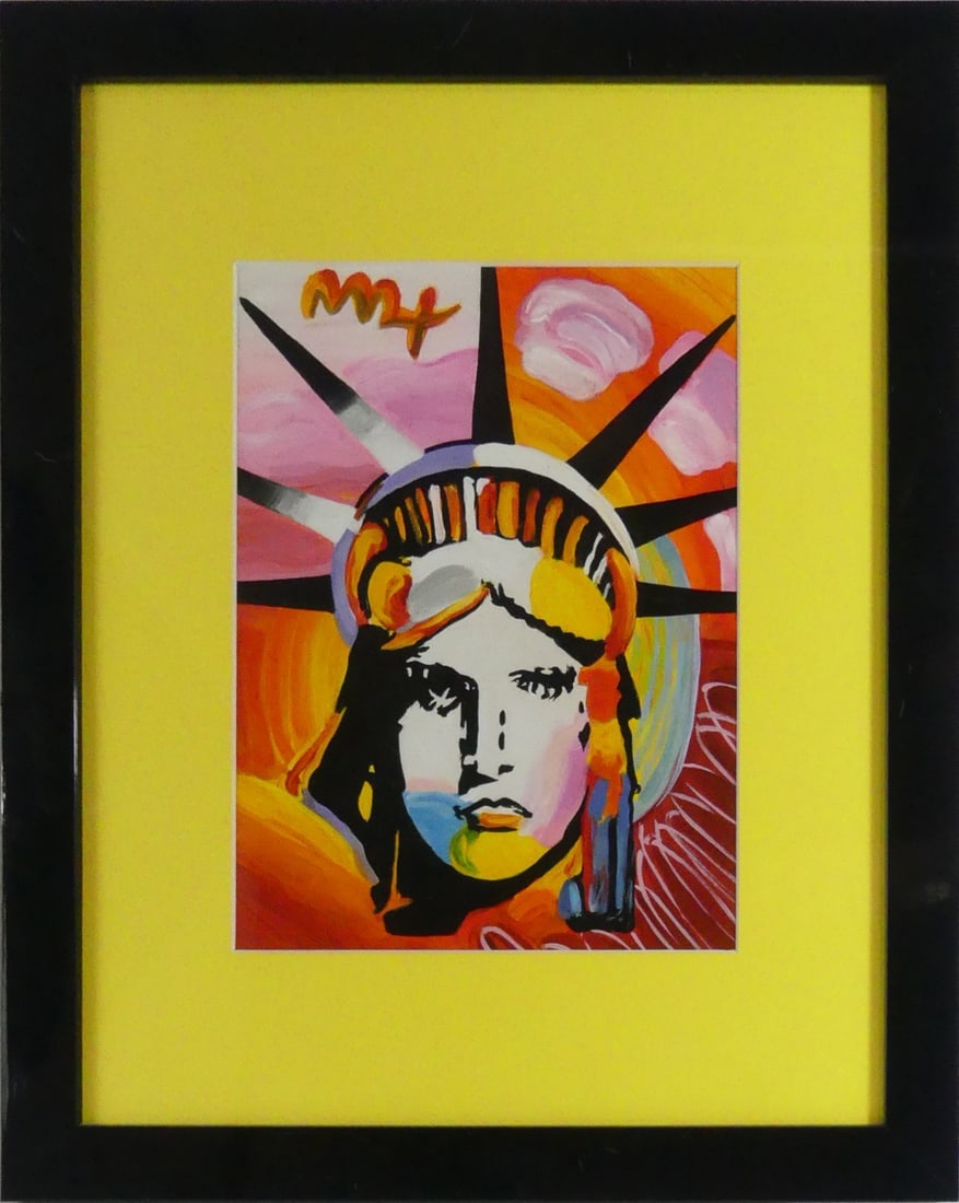 PETER MAX 'LIBERTY HEAD' MIXED MEDIA ON PAPER (1 of 7)