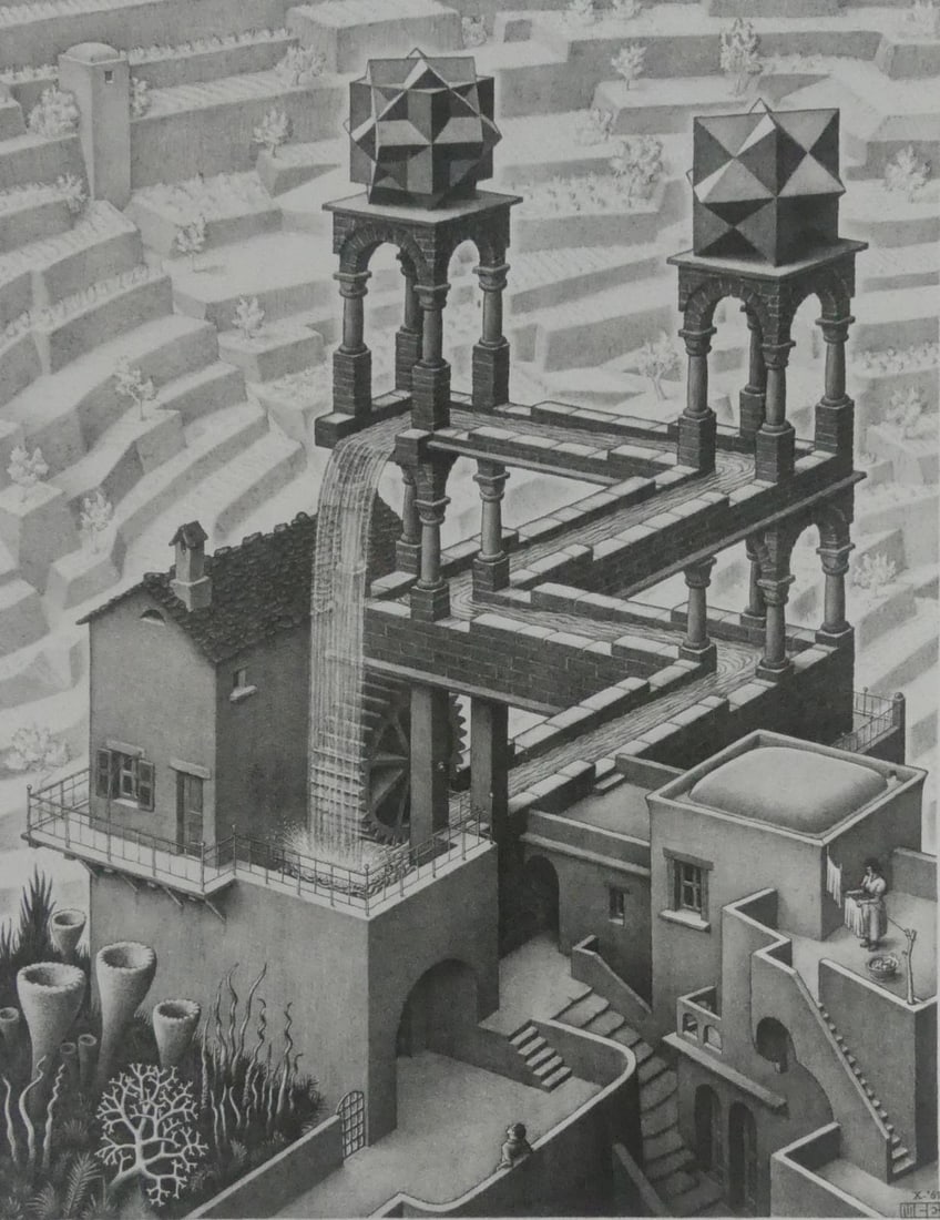 M.C. ESCHER 'WATERFALL' OFFSET LITHOGRAPH - 2