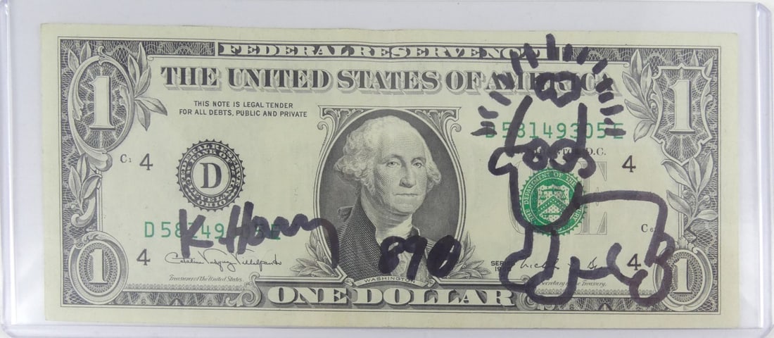 KEITH HARING ILLUSTRATED DOLLAR BILL (1 of 5)