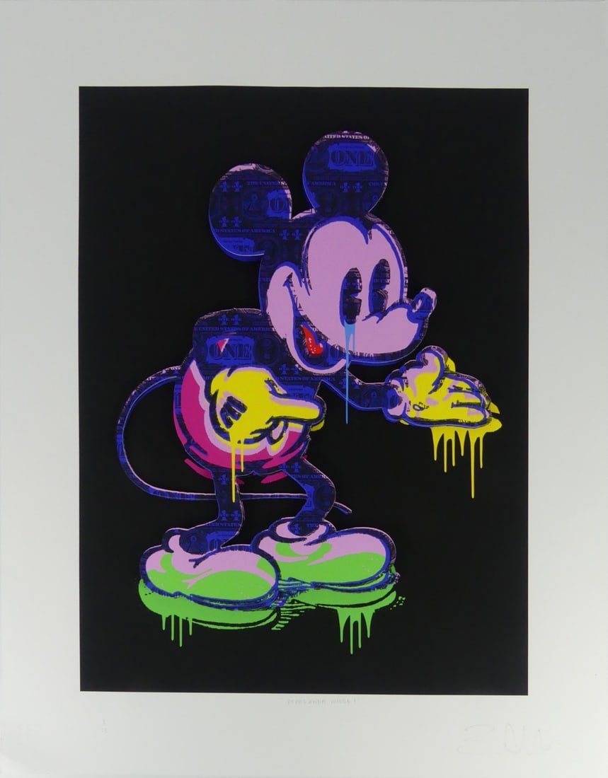 BEN ALLEN 'PROPAGANDA MOUSE' 3D PRINT: Ben Allen (British, b.1979) 'Propaganda Mouse' 3-D print in colors on wove paper. Pencil signed, titled, numbered 8/25 and holds blindstamps to lower margin. Sheet measures 28" x 24".