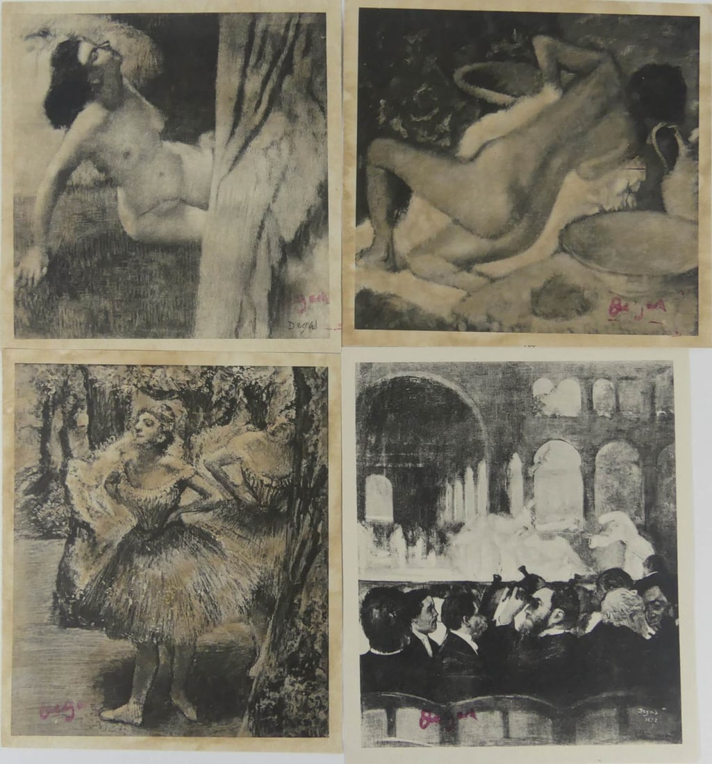 4pc EDGAR DEGAS VINTAGE PRINTS: Four Edgar Degas vintage prints. Each having stamped signature to lower corner. Largest measures 7 1/2" x 6 3/8".