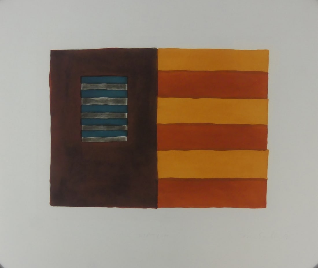 SEAN SCULLY 'DIPTYCH': Sean Scully color print on wove paper. Titled 'Diptych'. Signed and dated in the plate lower right. Sheet measures 21 1/4" x 18".