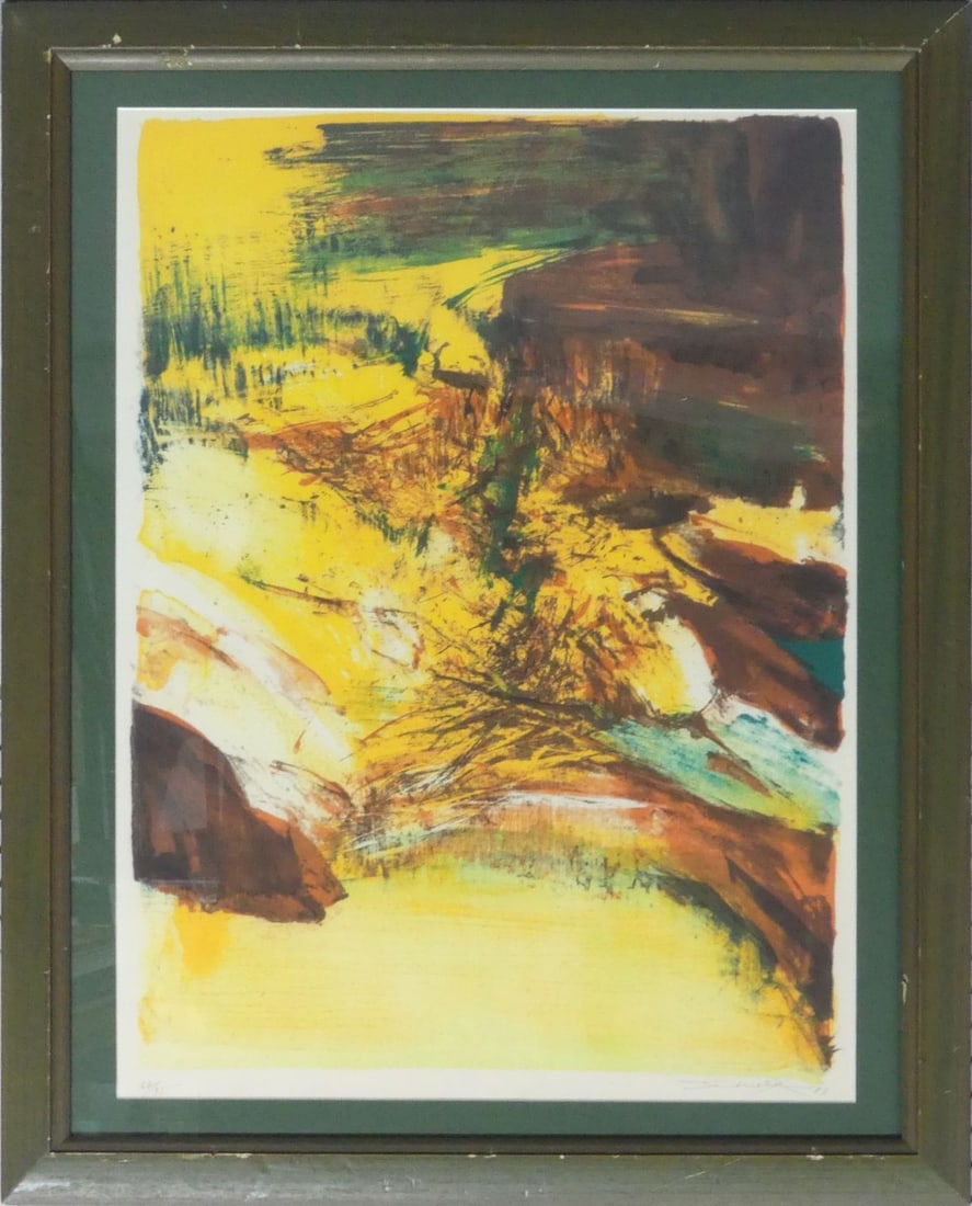 ZAO WOU-KI 'UNTITLED' COLOR LITHOGRAPH: Zao Wou-Ki color lithograph on wove paper depicting an abstract composition. Pencil signed lower right. Numbered 68/95 lower left. Viewable measures 28" x 21". Frame measures 34 1/4" x 27 1/2" x 1".