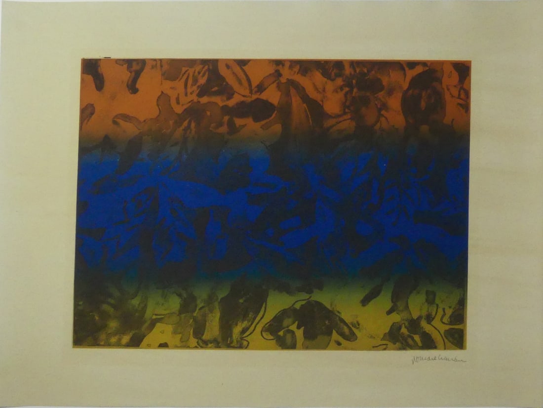 ROMARE BEARDEN 'CARIBBEAN FLOWERS': Romare Bearden 'Caribbean Flowers' print in colors on wove paper. Pencil signed lower right. Sheet measures 29 3/4" x 22".