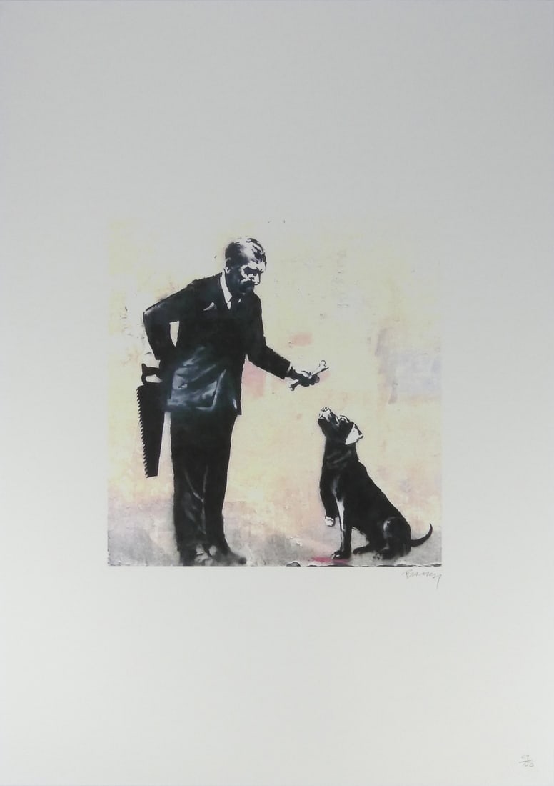 BANKSY 'MAN WITH DOG' LITHOGRAPH (1 of 7)