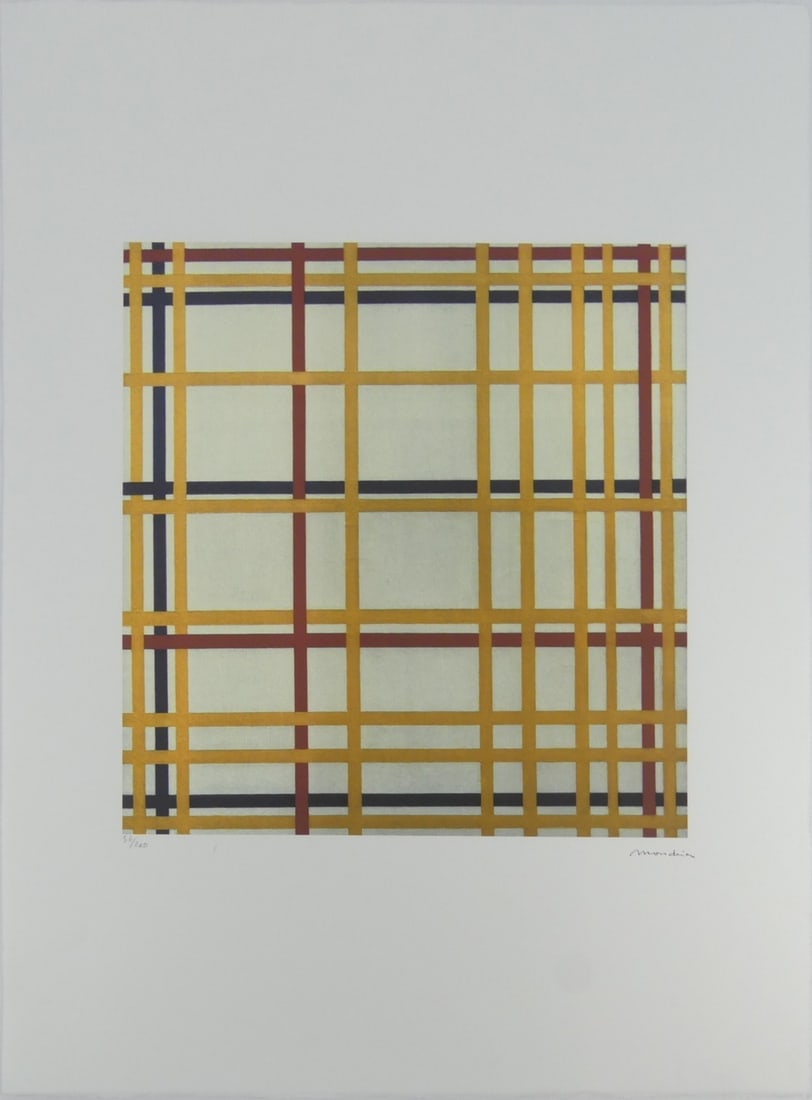 PIET MONDRIAN 'NEW YORK CITY' LITHOGRAPH: Piet Mondrian 'New York City' lithograph. Signed in the plate lower right. Numbered in pencil 56/200 and holds blindstamp lower left. Sheet measures 26" x 19 5/8".