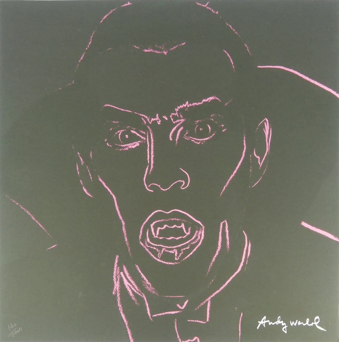 ANDY WARHOL 'DRACULA' LITHOGRAPH: Andy Warhol 'Dracula' lithograph. Signed in the plate lower right. Numbered in pencil 140/2400 lower left. Stamped to verso. Sheet measures 23 5/8" x 23 5/8".