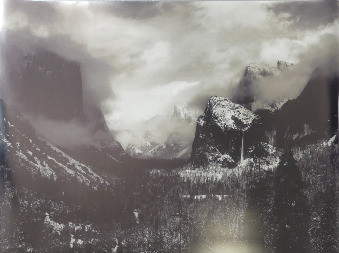 ANSEL ADAMS 'CLEARING WINTER STORM': Ansel Adams 'Clearing Winter Storm, Yosemite' photo print. Sheet measures 54 1/2" x 40 1/4".