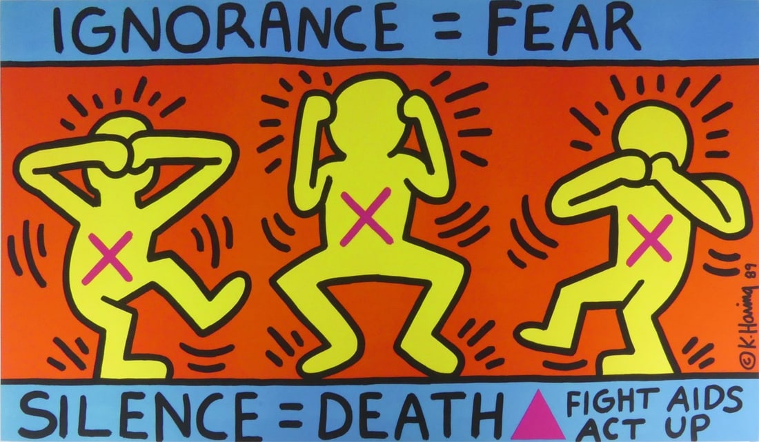 KEITH HARING 'IGNORANCE = FEAR' EXHIBITION POSTER (1 of 6)