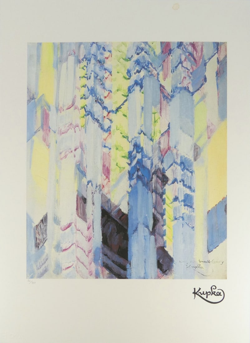 FRANTISEK KUPKA 'LA CATHEDRALE' LITHOGRAPH: Frantisek Kupka 'La Cathedrale' lithograph. Signed in the plate lower right. Numbered in pencil 82/350 lower left and holds blindstamps to lower edge. Sheet measures 27 5/8" x 19 5/8".