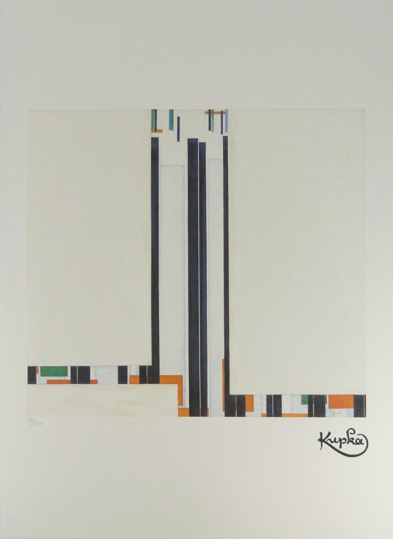 FRANTISEK KUPKA 'SERIES C, III, ELEVATION' LITHO: Frantisek Kupka 'Series C, III, Elevation' lithograph. Signed in the plate lower right. Numbered in pencil 26/350 lower left and holds blindstamps to lower edge. Sheet measures 27 5/8" x 19 5/8".