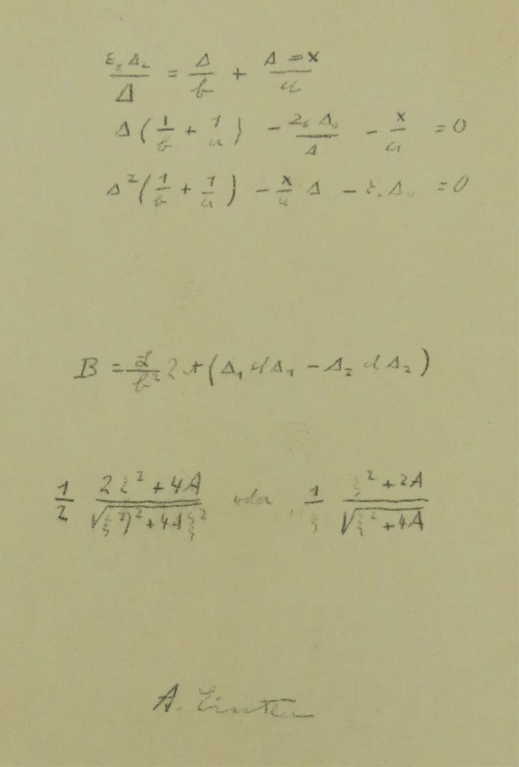 ALBERT EINSTEIN HAND SIGNED EQUATION - 2