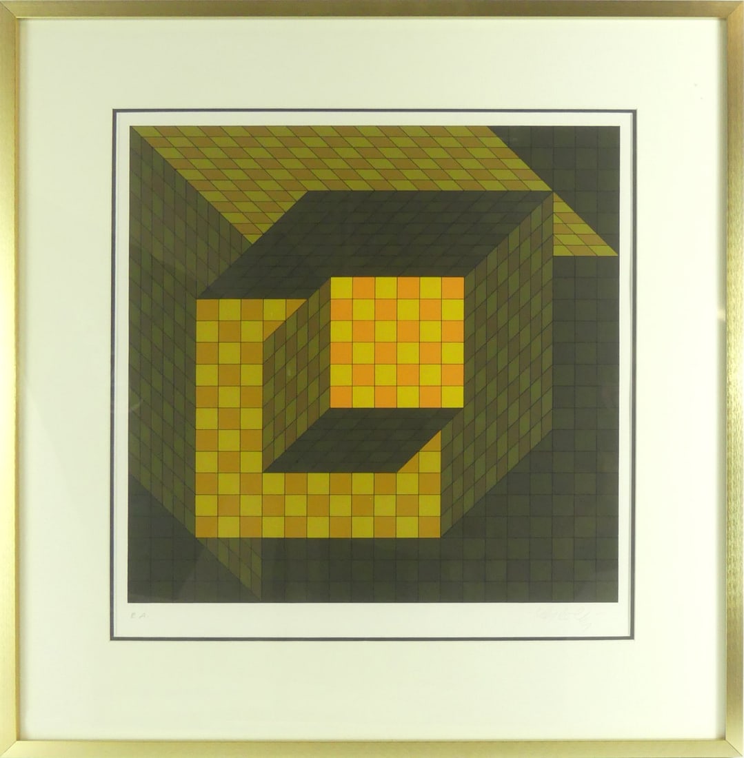 VICTOR VASARELY 'OPTICAL CUBE' SERIGRAPH (1 of 7)