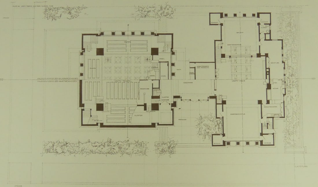 FRANK LLOYD WRIGHT 'UNITY TEMPLE' FLOORPLAN - 2