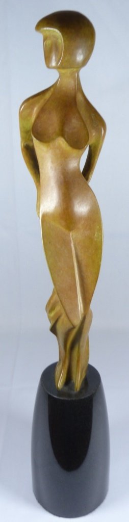 A.ARCHIPENKO (1887-1964) BRONZE SCULPTURE: After Alexander Archipenko bronze sculpture, signed & numbered 2/10, also dated 1925. Stands on large marble base. Measures 27" height by approx 6" width(68.58cm height by 15.24cm width). Total weight