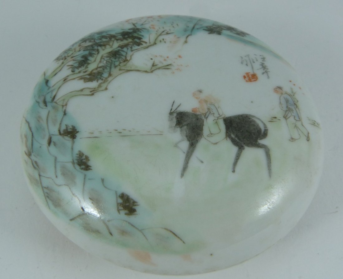CHINESE ANTIQUE PORCELAIN LIDDED DISH PASTE BOX (1 of 6)