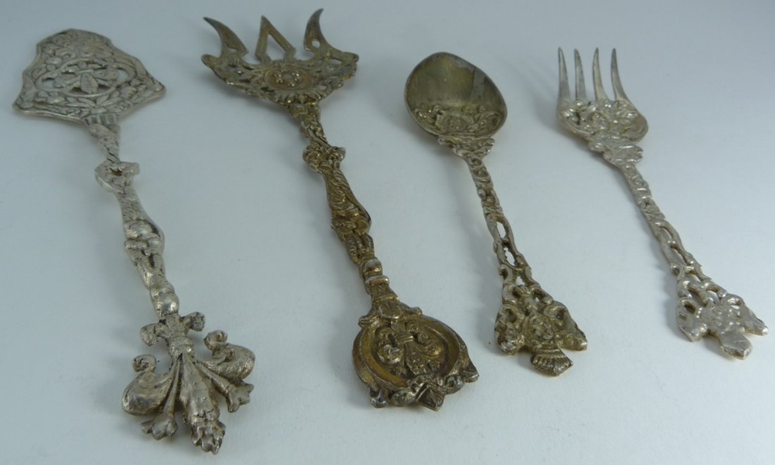 FOUR ITALIAN SILVER ORNATE SERVING PIECES (1 of 4)