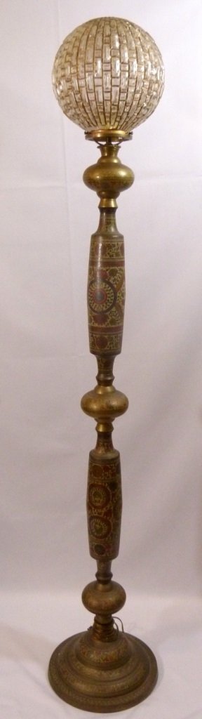 EARLY 20TH.C INDIAN BRASS GLOBE FLOOR LAMP (1 of 4)