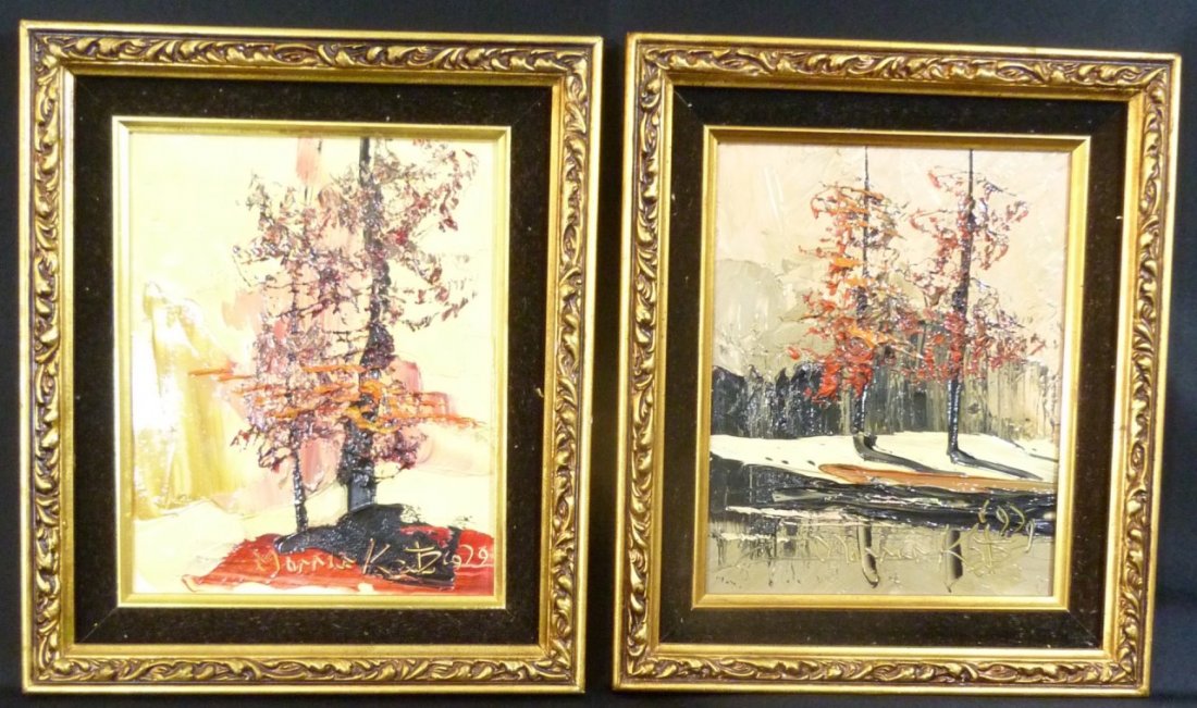PAIR MORRIS KATZ LANDSCAPE OIL PAINTING ON BOARD (1 of 8)
