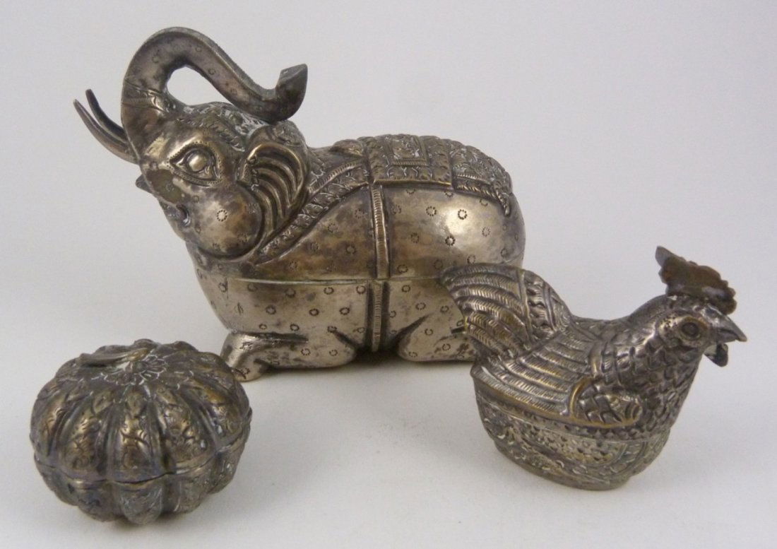 THREE SILVER CONTINETAL UNIQUE LIDDED CONTAINERS (1 of 7)