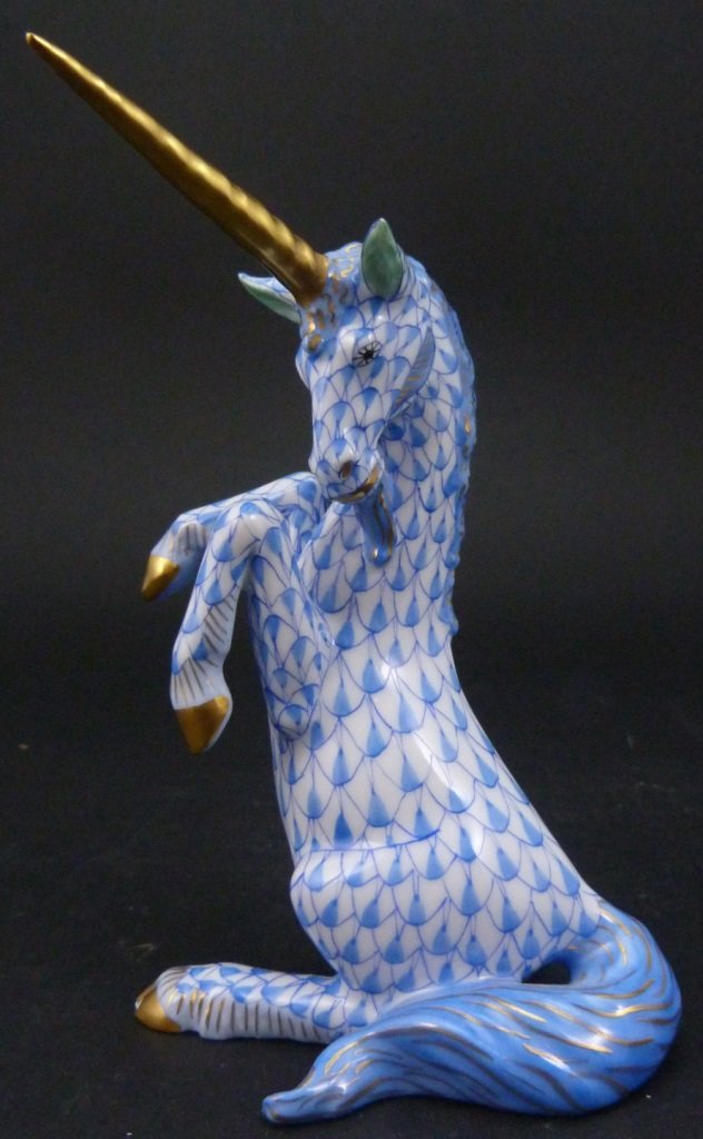 HEREND BLUE FISHNET UNICORN (1 of 7)