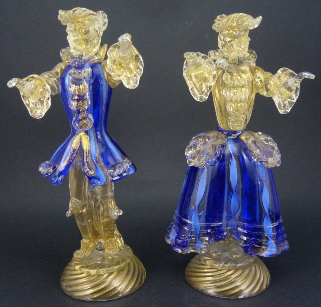 TWO VINTAGE VENETIAN MURANO GLASS COLONIAL FIGURES (1 of 9)
