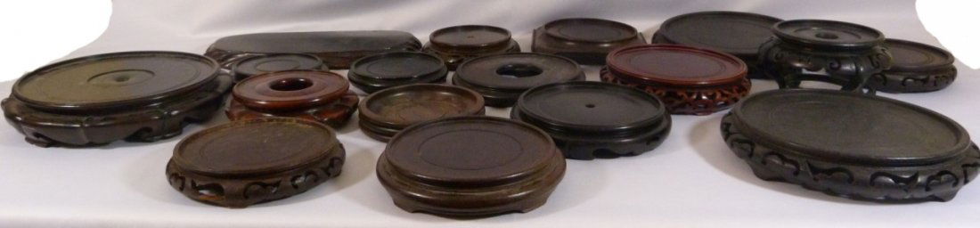 17 PCS CHINESE WOOD CARVED MISC VASE/STATUE STANDS (1 of 2)