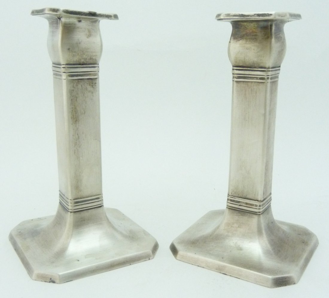 PAIR TIFFANY & CO STERLING COLUMN CANDLESTICKS (1 of 10)