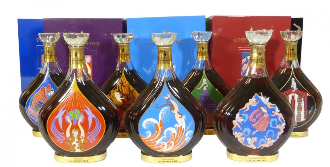 SEVEN ERTE COURVOISIER COGNAC COLLECTION BOTTLES (1 of 10)