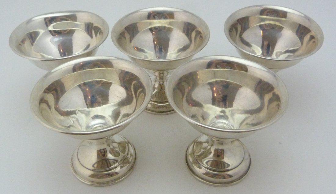 FIVE STERLING SILVER SHERBET GOBLETS (1 of 7)