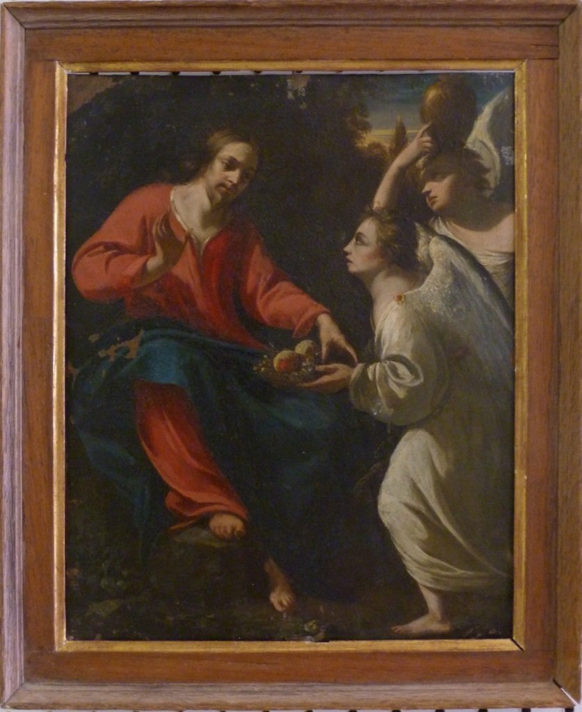 18TH/19TH C PAINTING OF CHRIST w ANGELS ON METAL (1 of 4)