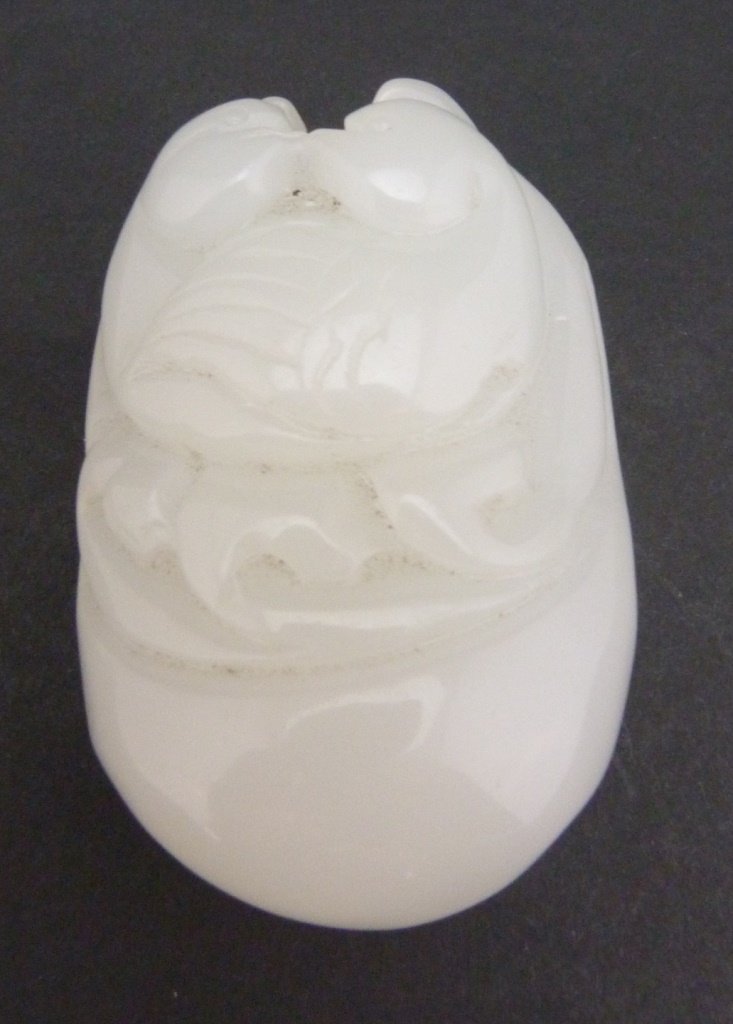 CHINESE WHITE JADE CARVED BOULDER OF TWO BIRDS (1 of 6)