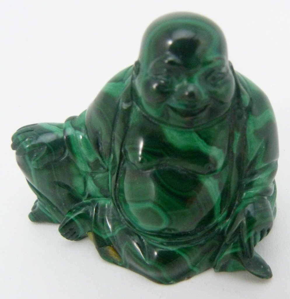 CHINESE CARVED MALACHITE HOTEI BUDDHA (1 of 6)
